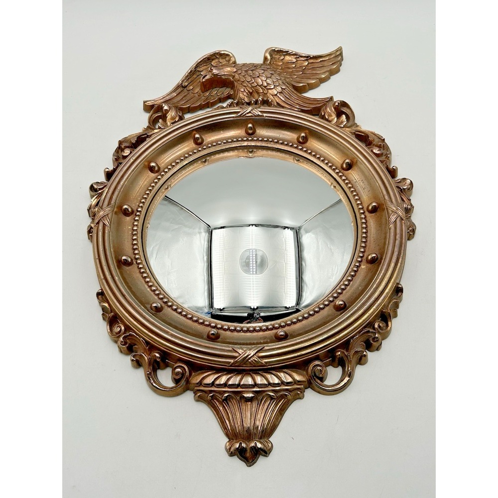 Vintage Syroco Inc. #4007 Federal Eagle Convex Wall Mirror 21" Gold USA MCM